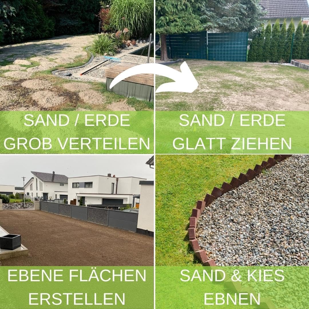 RISISANI® Rechen | Breite 80 cm | 100% Made in Germany | Ohne Stiel mit optionalem Adapter für Garde