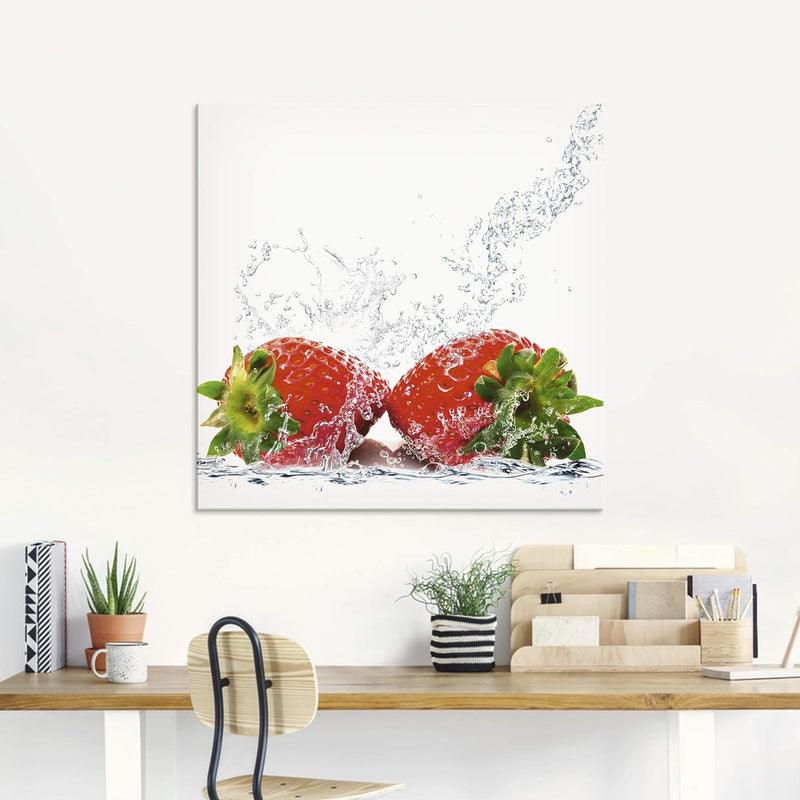 ARTland Glasbilder Wandbild Glas Bild einteilig 60x45 cm Querformat Obst Früchte im Wasser Erdbeeren