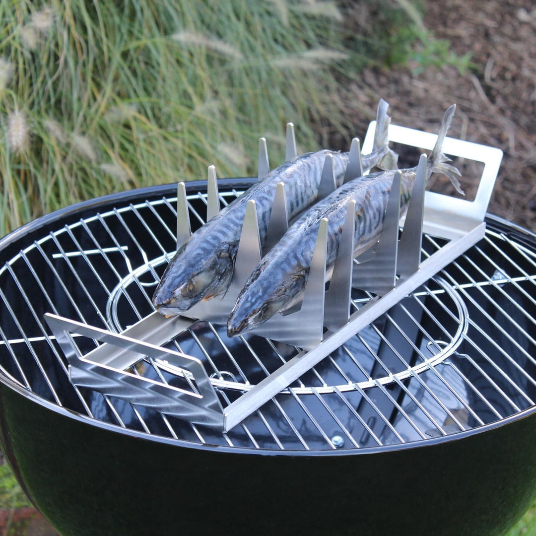 SCHILLING Fischgrilltechnik Fischhalter Edelstahl, für Grill, 45x14 cm, Backofen, Räucherkammer, Gar
