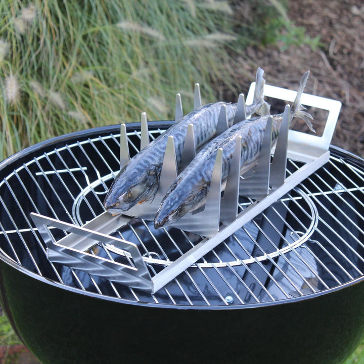 SCHILLING Fischgrilltechnik Fischhalter Edelstahl, für Grill, 45x14 cm, Backofen, Räucherkammer, Gar