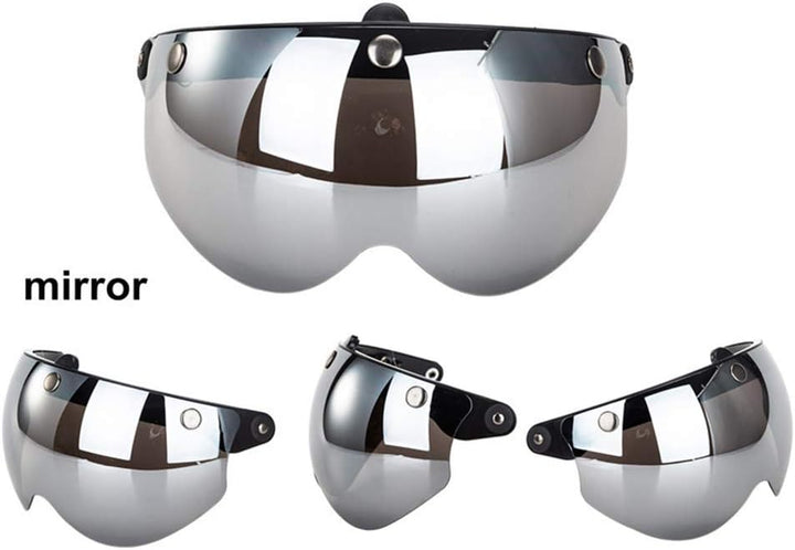 Wopohy Helmvisier Universelles 3 Druckknopf Winddichtes Sonnenschutz Halbgesicht-Retro Motorradhelm