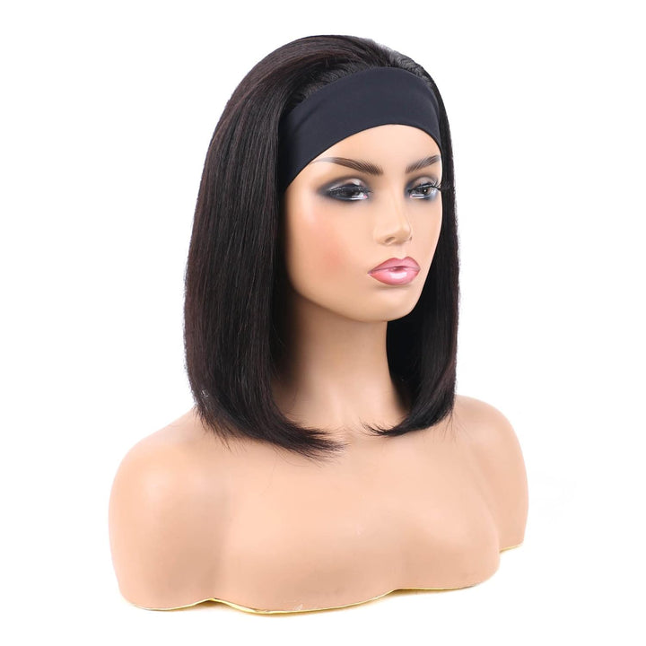 Huarisi 9a Headband Wigs Bob Human Hair 12 Inch Straight Bob Brazilian Wig Short Remy Hair Wigs Blun