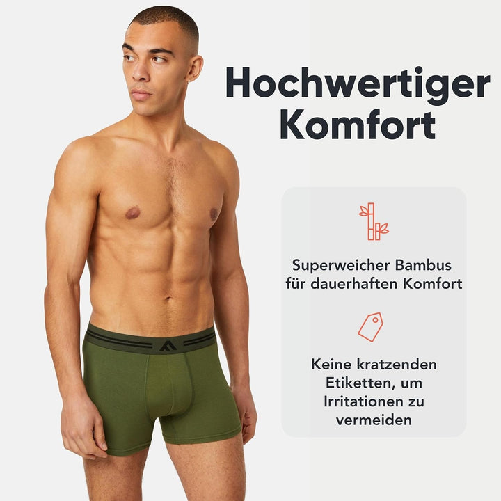 FM London 5er-Pack Bambus-Herren-Boxershorts mit Stretch-Fit-Design