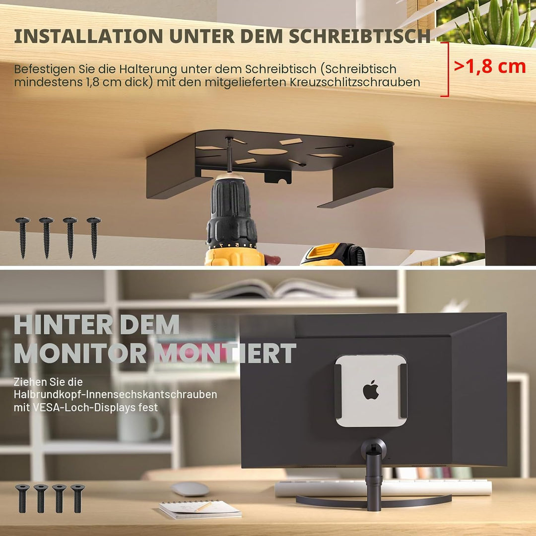 Mac Mini VESA-Halterung, Halterung hinter dem Monitor für Mac Mini 2011 bis 2023 M2 Pro, Wandhalteru