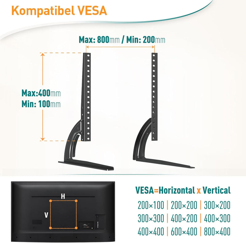 ELIVED Universal TV Ständer, TV Standfüsse für die meisten 27-55 Zoll LCD LED Fernseher bis zu 40KG,