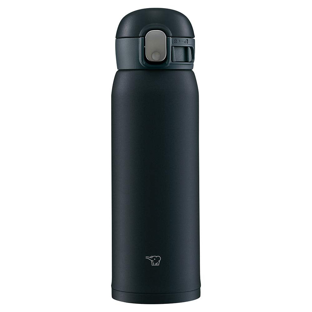 Zojirushi SM-WA48-BA Wasserflasche, One-Touch Edelstahlbecher, nahtlos, 0,48 l, Schwarz Schwarz 0.48