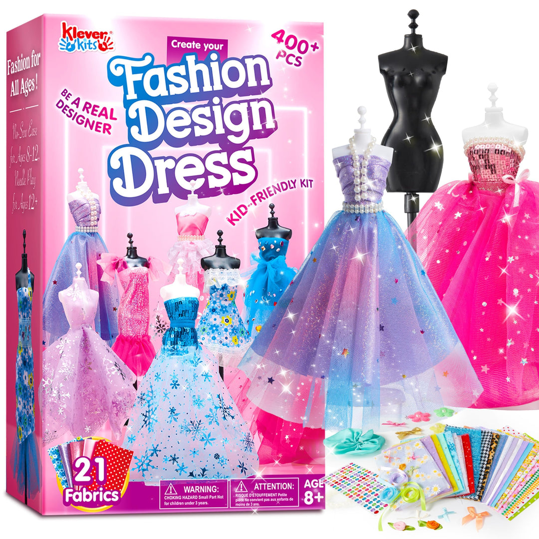 Klever Kits 400+ Stücke Modedesign Mädchen,Fashion Design Basteln Mädchen Nähset Set mit 3 Mannequin