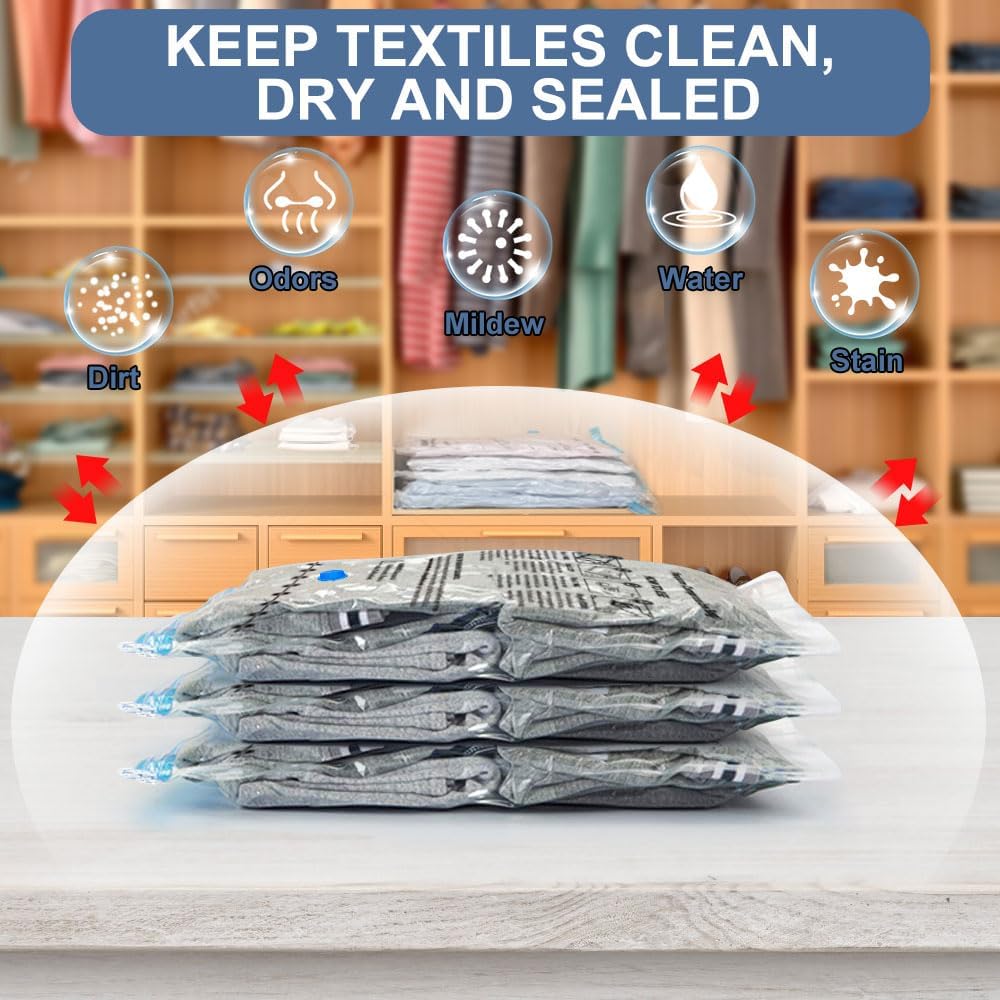 BoxLegend Vakuumbeutel für Kleidung 15 Stück (1XXL+2XL+5L+5M+2S) Vakuum Aufbewahrungsbeutel Kleiderb