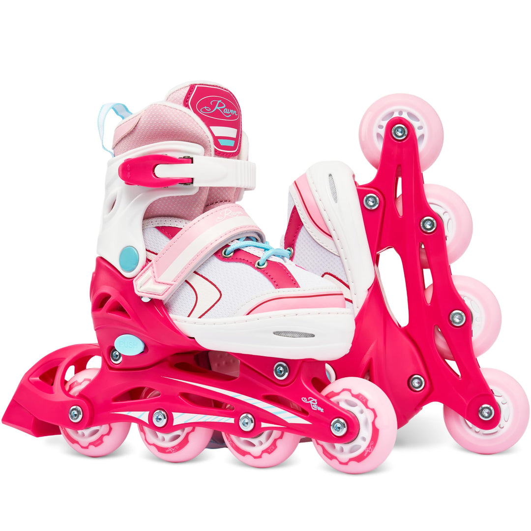 Kinder Inline Skates Inliner Raven Lia verstellbar mit LED Leuchtrad 30-33 (18-20,5cm) Raven Lia Pin