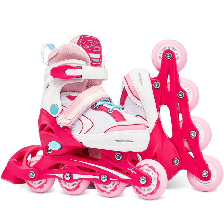 Kinder Inline Skates Inliner Raven Lia verstellbar mit LED Leuchtrad 30-33 (18-20,5cm) Raven Lia Pin