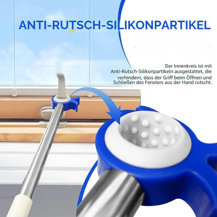 Fenstergriff Verlängerung mit Stockhaken für Dachfenster - Fensteröffner mit Dachhaken, 110cm Edelst