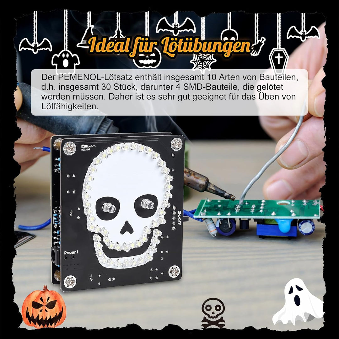 PEMENOL löt bausatz, Geist LEDden Spooky Skull Pattern Halloween Dekoration elektronik bausatz Holid
