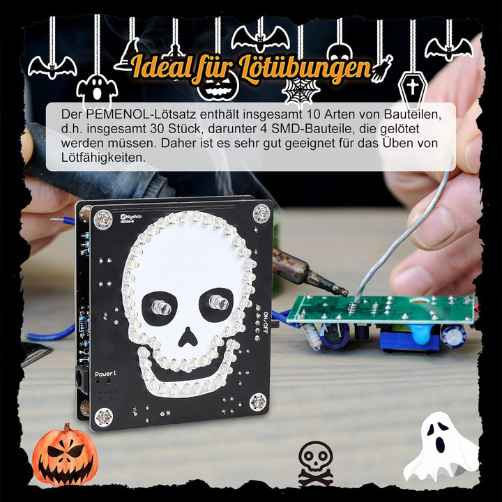 PEMENOL löt bausatz, Geist LEDden Spooky Skull Pattern Halloween Dekoration elektronik bausatz Holid