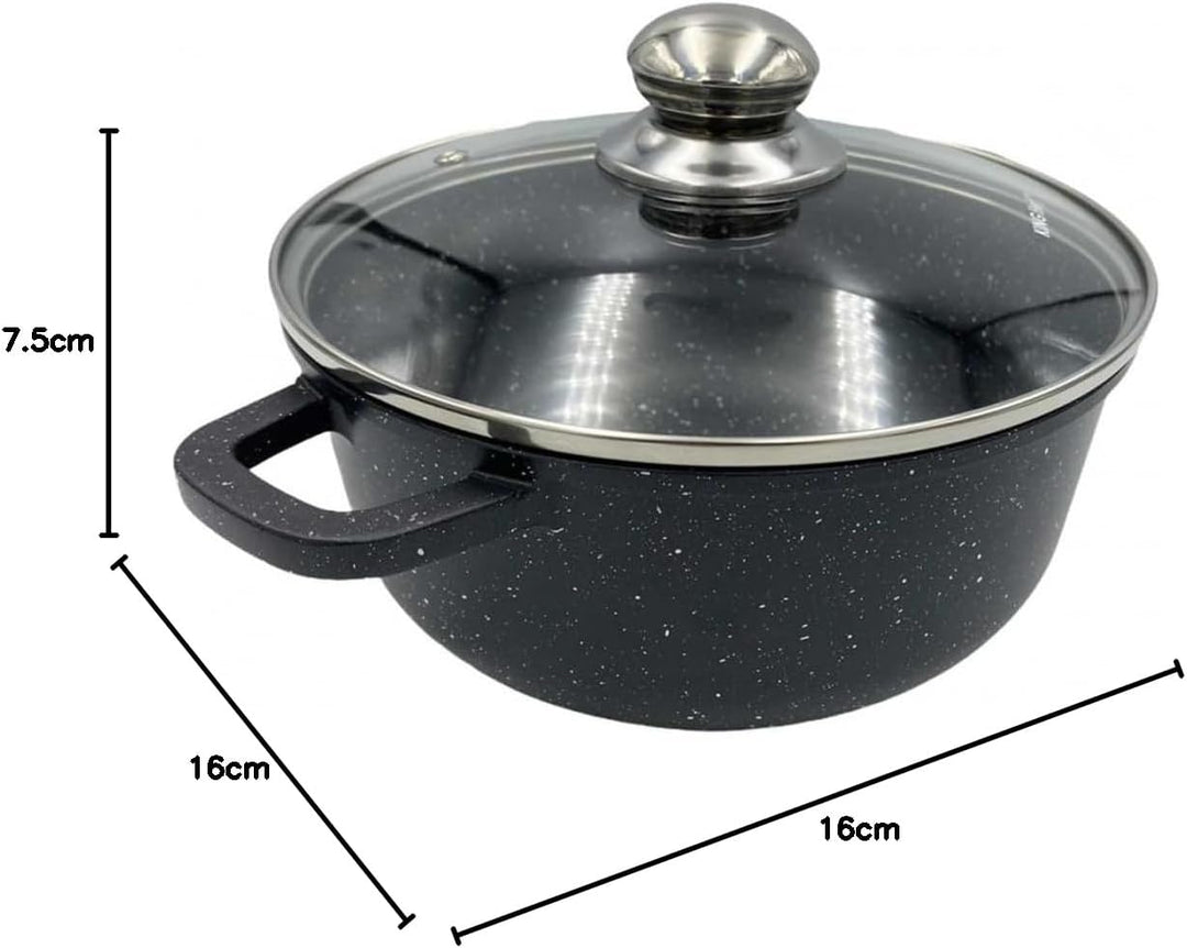 Marmor Töpf Kochtopf 6.5L 28cm mit Glasdeckel Marmorbeschichtung KINGHOFF (Ø28cm) Ø28 cm., Ø28