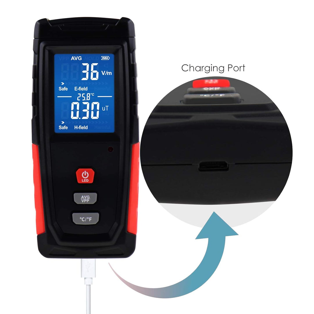 EMF-Messgerät, Handheld LCD digitaler Strahlungsdetektor für elektromagnetische Felder, EMF Meter Ma