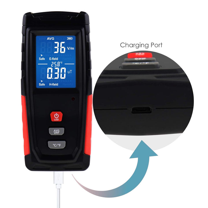 EMF-Messgerät, Handheld LCD digitaler Strahlungsdetektor für elektromagnetische Felder, EMF Meter Ma
