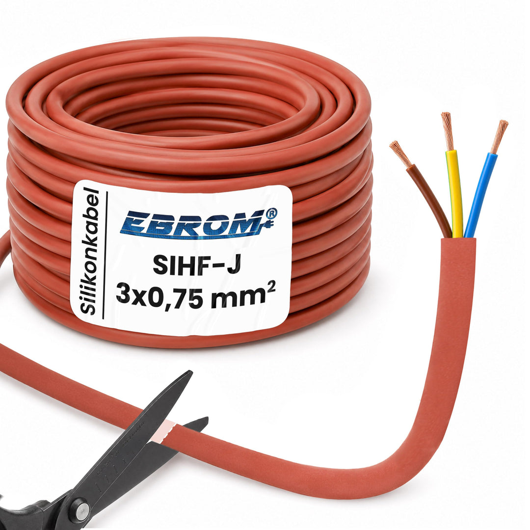 Silikonkabel Saunakabel SIHF-J 3G0,75 mm² - 99,9% OFC Kupfer verzinnt -Meterware- Auswahl in 1 Meter