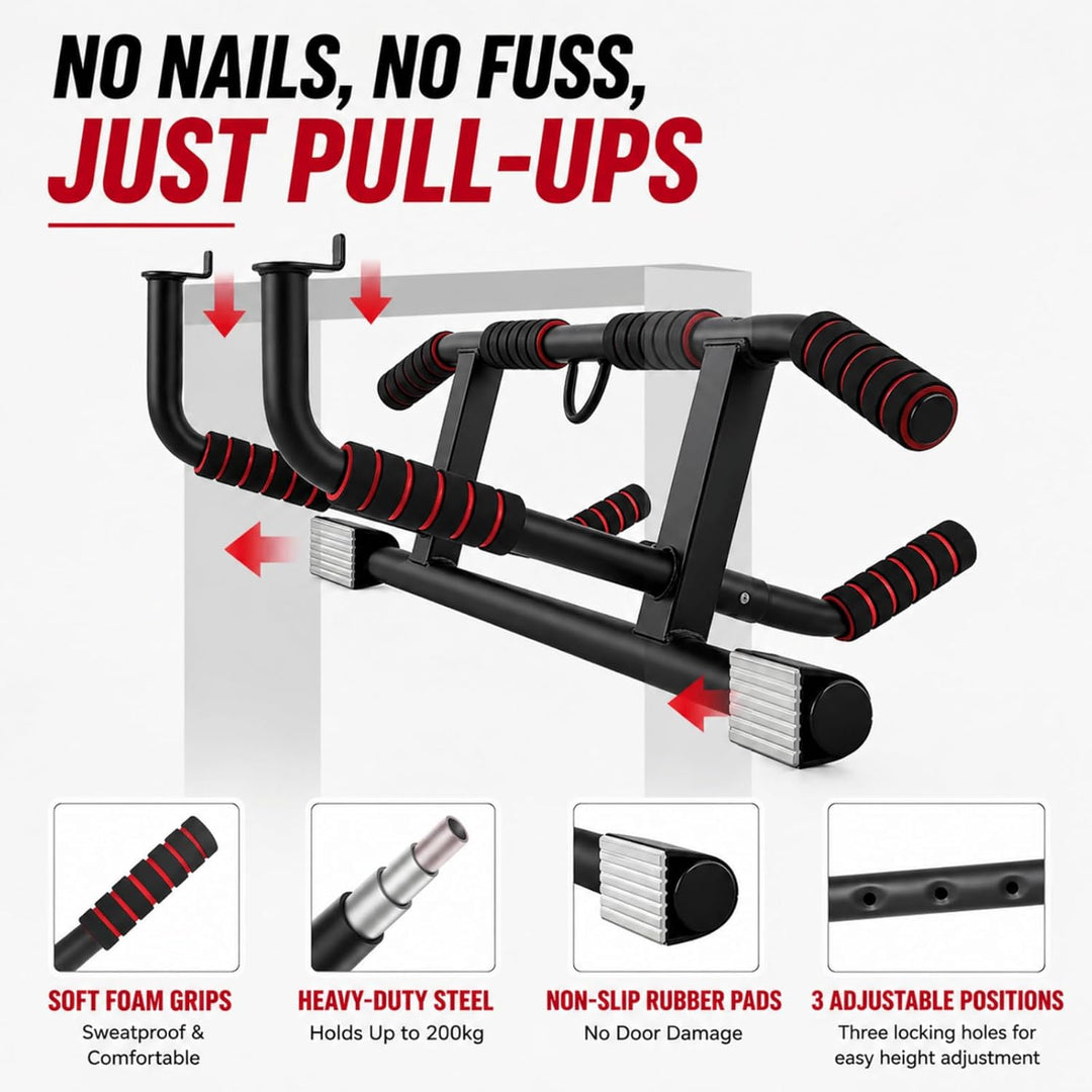 Klimmzugstange Türrahmen Ohne Schrauben, Pull Up Bar Door Frame mit Mehreren Griffpositionen für Vie