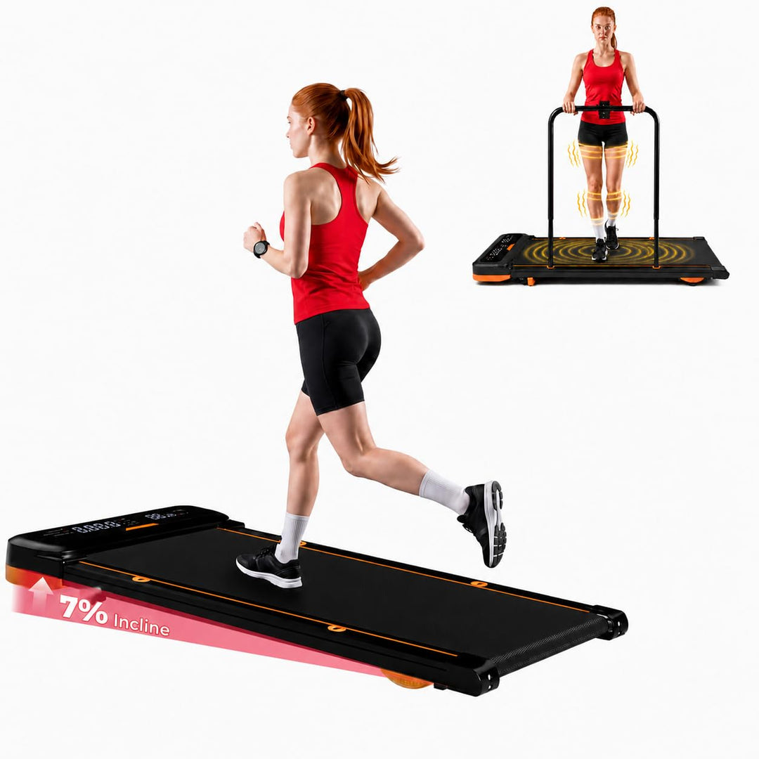 JAGJOG Walking Pad mit 7% Steigung &amp; 5 Vibrationsmodi,136 kg Pechschwarz, Pechschwarz