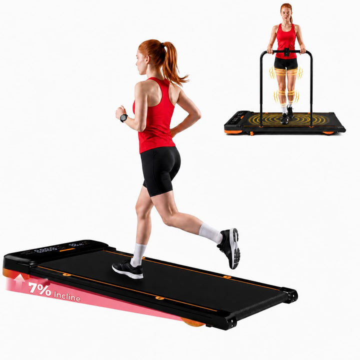 JAGJOG Walking Pad mit 7% Steigung &amp; 5 Vibrationsmodi,136 kg Pechschwarz, Pechschwarz