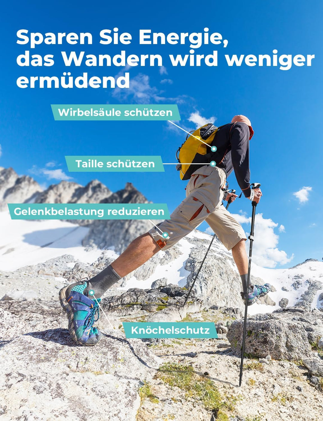 Glymnis Wanderstöcke Trekkingstöcke Walking Stöcke 7075 Aluminium Wanderstock verstellbar 110-130cm