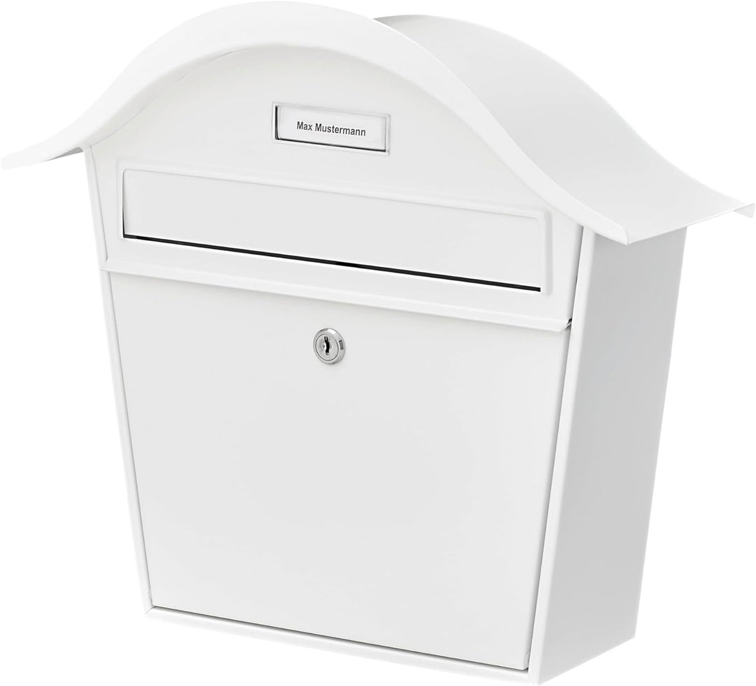 Burg Wächter Briefkasten, A5 Einwurf-Format, Verzinkt, Stahlblech, Holiday 5842 W, Weiss, Stahl Weis