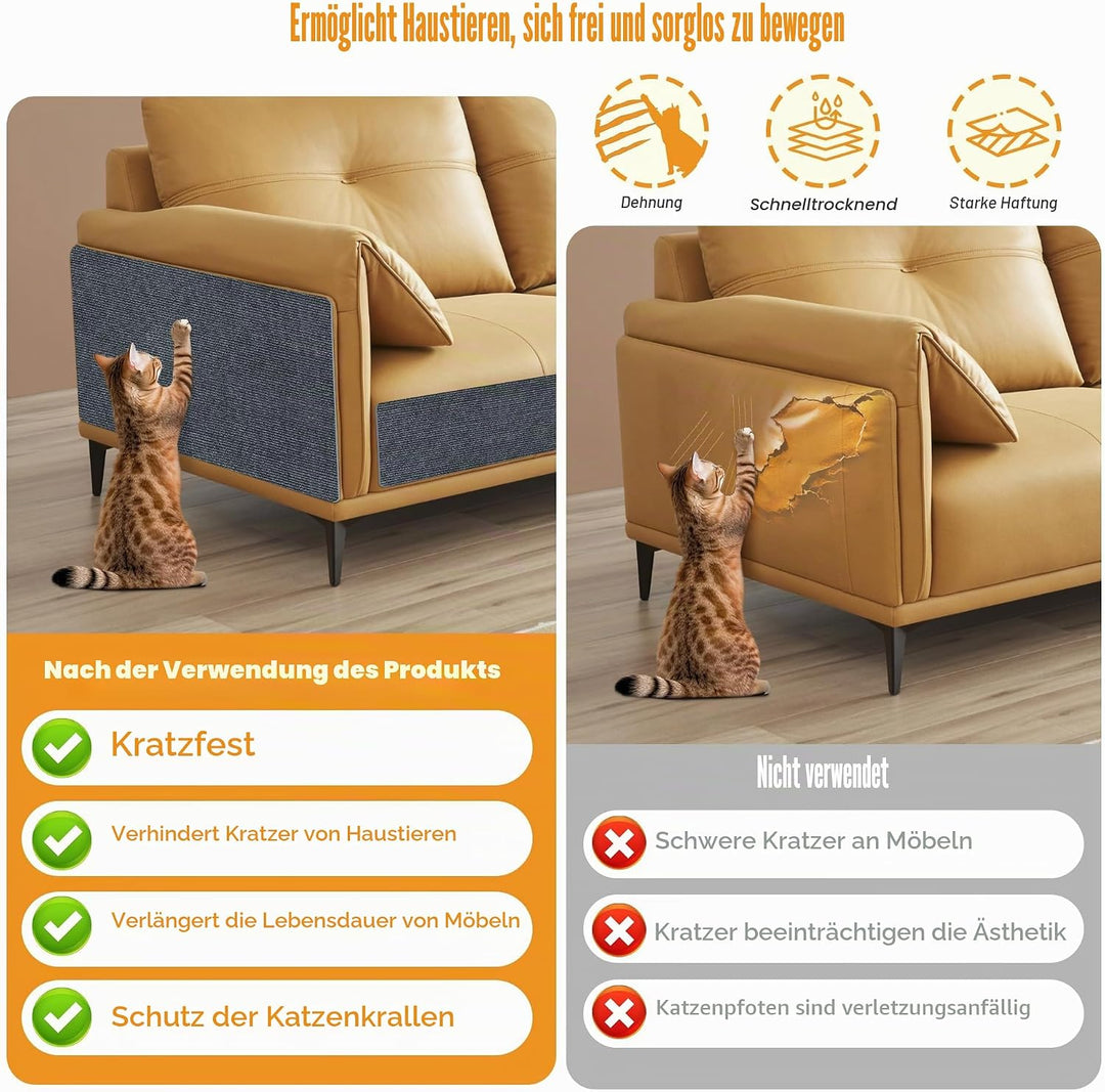 200x40cm Selbstklebend Kratzteppich Katze Wand,Kratzmatte Katze – Kratzschutz für Sofa, Wand &amp; Möbel