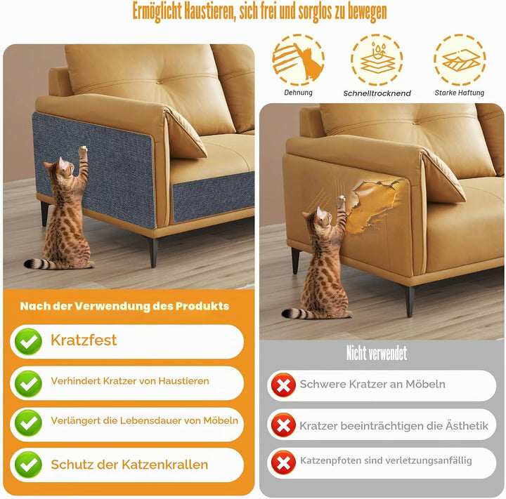 200x40cm Selbstklebend Kratzteppich Katze Wand,Kratzmatte Katze – Kratzschutz für Sofa, Wand &amp; Möbel