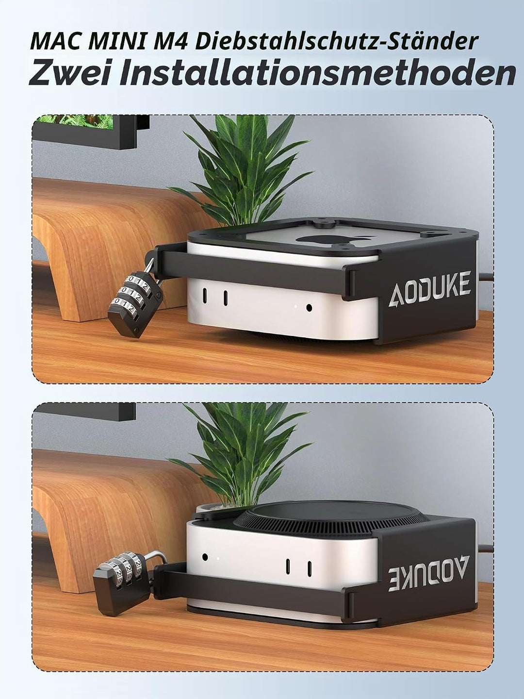 Aluminum Alloy 2024 Mac Mini M4 with Combination Lock Security Bracket, Compatible with VESA Hole Mo
