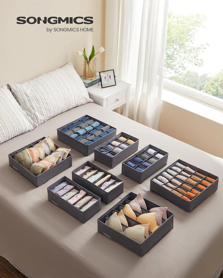 SONGMICS Unterwäsche-Organizer 8er Set, Schubladen-Organizer, faltbar, Ordnungssystem Kleiderschrank