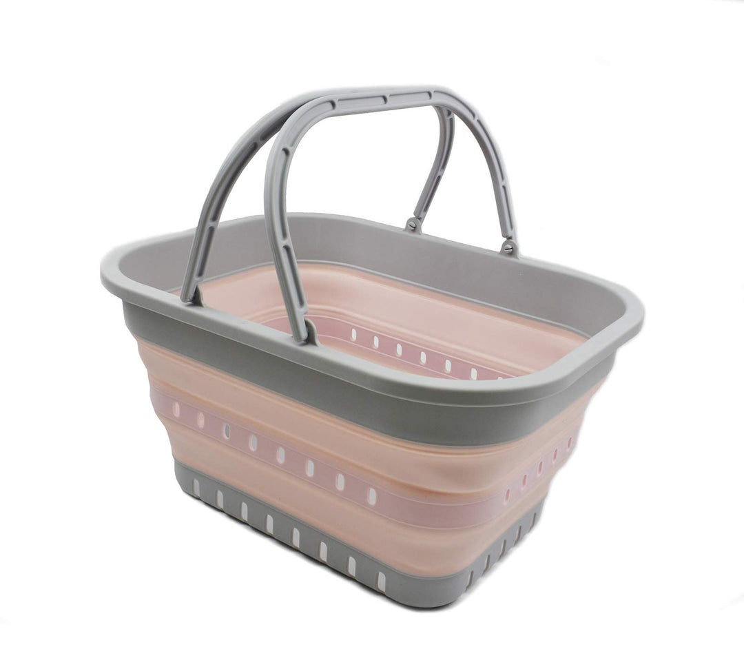 SAMMART 19L Collapsible Tub with Handle - Portable Outdoor Picnic Basket/Crater - Foldable Shopping