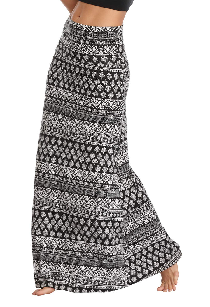 Damen Boho Lang Rock Weicher Dehnbarer Maxirock XXL 1, XXL 1