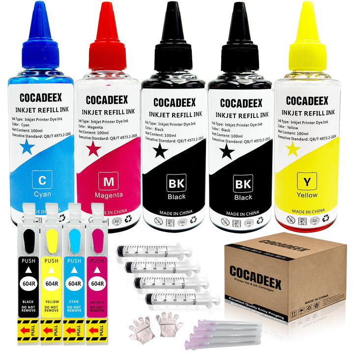 COCADEEX 604XL Ink Refill Kit Compatible with XP-2200 XP-2205 XP-3200 XP-3205 XP-4200 XP-4205 WF-293