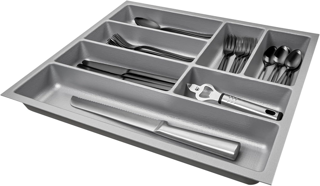 SO-BOX 2 Besteckkasten Breite 40,9 cm, Tiefe 46,2 cm mit silbergrauer Kanvas-Struktur für Schubladen