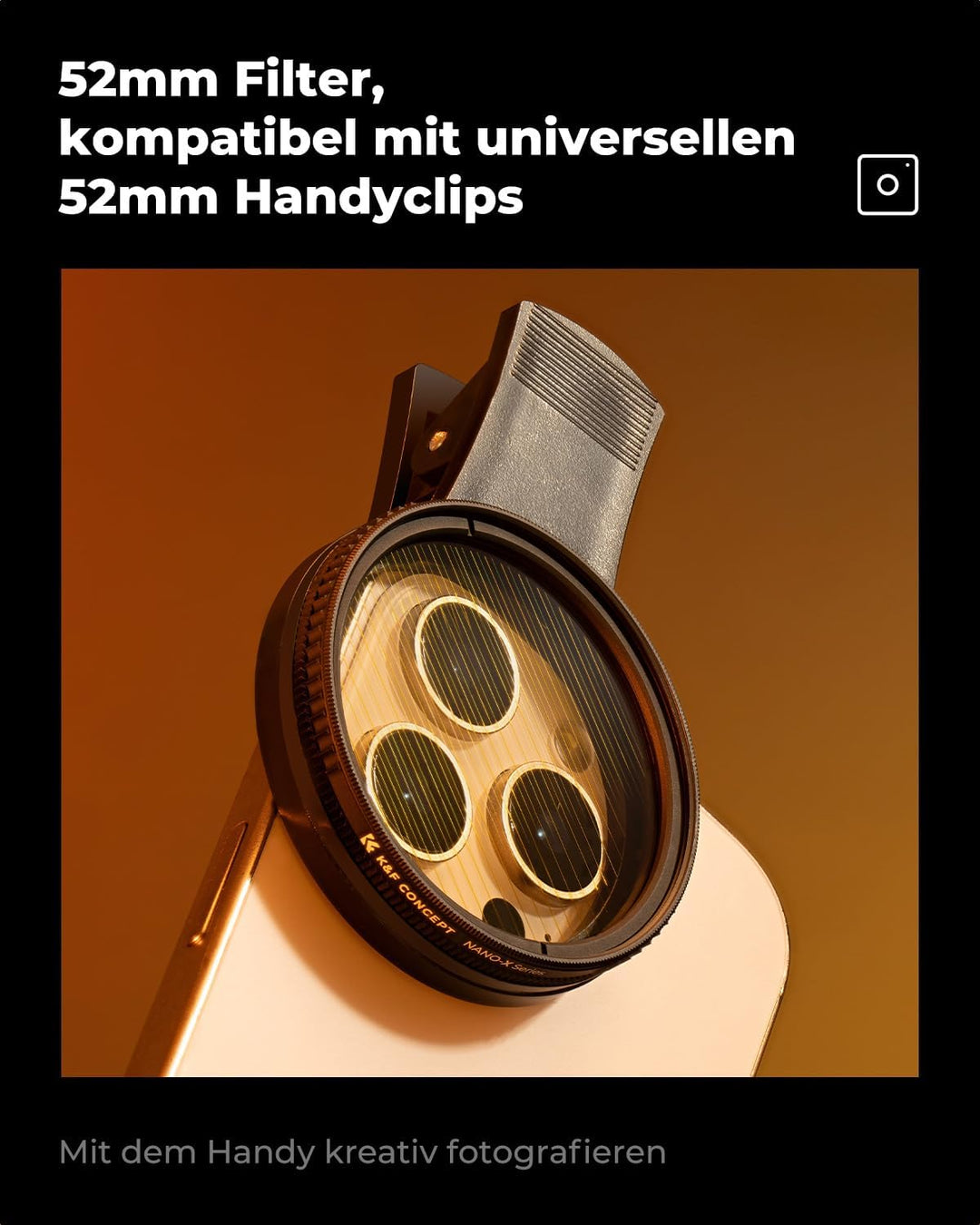 K&F Concept Nano-X Serie Gold Streak Anamorpher Effekt Filter 52mm Gold Streifenfilter Anamorphic Li