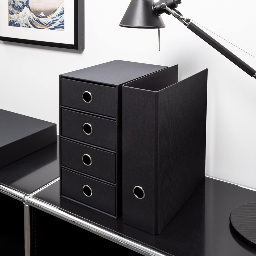 Rössler 1524452704 - S.O.H.O. 4er Schubladenbox für DIN A5, mit Griffloch, Schwarz, 250 x 175 x 320
