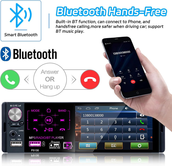 RDS Autoradio 1 Din Bluetooth Freisprecheinrichtung, Hikity 4,1 Zoll Bildschirm Touch Display mit FM