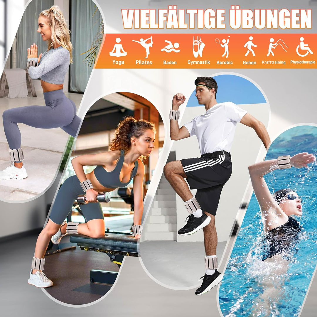 BECOJADDE Gewichtsmanschetten fuss 0.45 KG / 0.9 KG Je Gewichte für Beine und Arme Set 2 Ankle Weigh