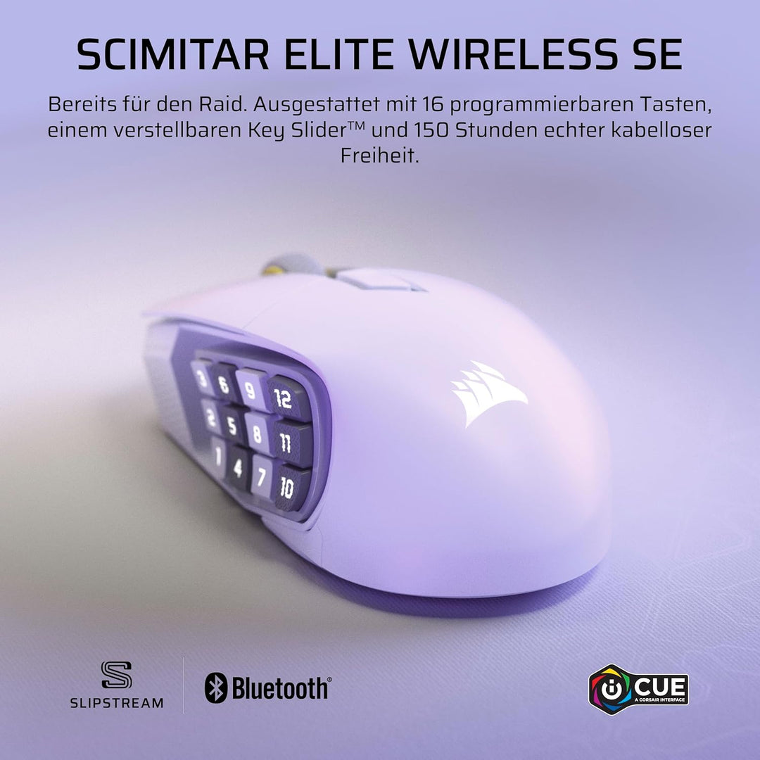 Corsair Scimitar Elite Wireless SE MMO Gaming Maus – 33.000 DPI, 16 Programmierbare Tasten, Einstell