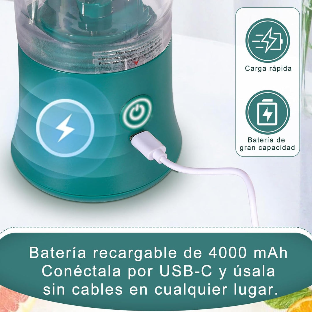 FRZA Tragbarer Mixer, wiederaufladbar, 600 ml, Akku 4000 mAh, Grün