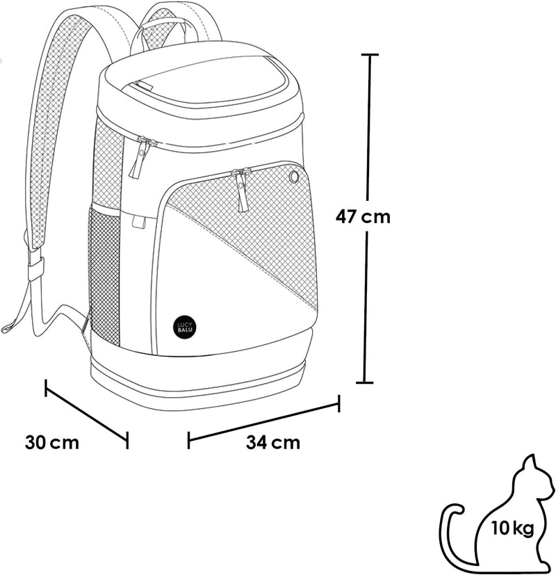 LucyBalu® HOP-ON Premium Katzenrucksack mit Fenster | Katzentransporttasche | Katzenbox | Katzen Tra