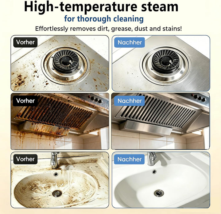 Dampfreiniger Handgerät,Steam Cleaner mit Trockenlaufschutz,3-Stufig Einstellbarer Dampfreiniger,15