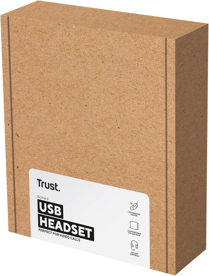 Trust Roha II USB Headset mit Mikrofon On-Ear Leichtes Design, Verstellbarer Kopfbügel, Kopfhörer mi