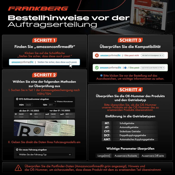 Frankberg Antriebswelle Vorne Links Kompatibel mit Transit FB FC FD FS FZ FF FM FN 2.2L 2006-2014 Tr