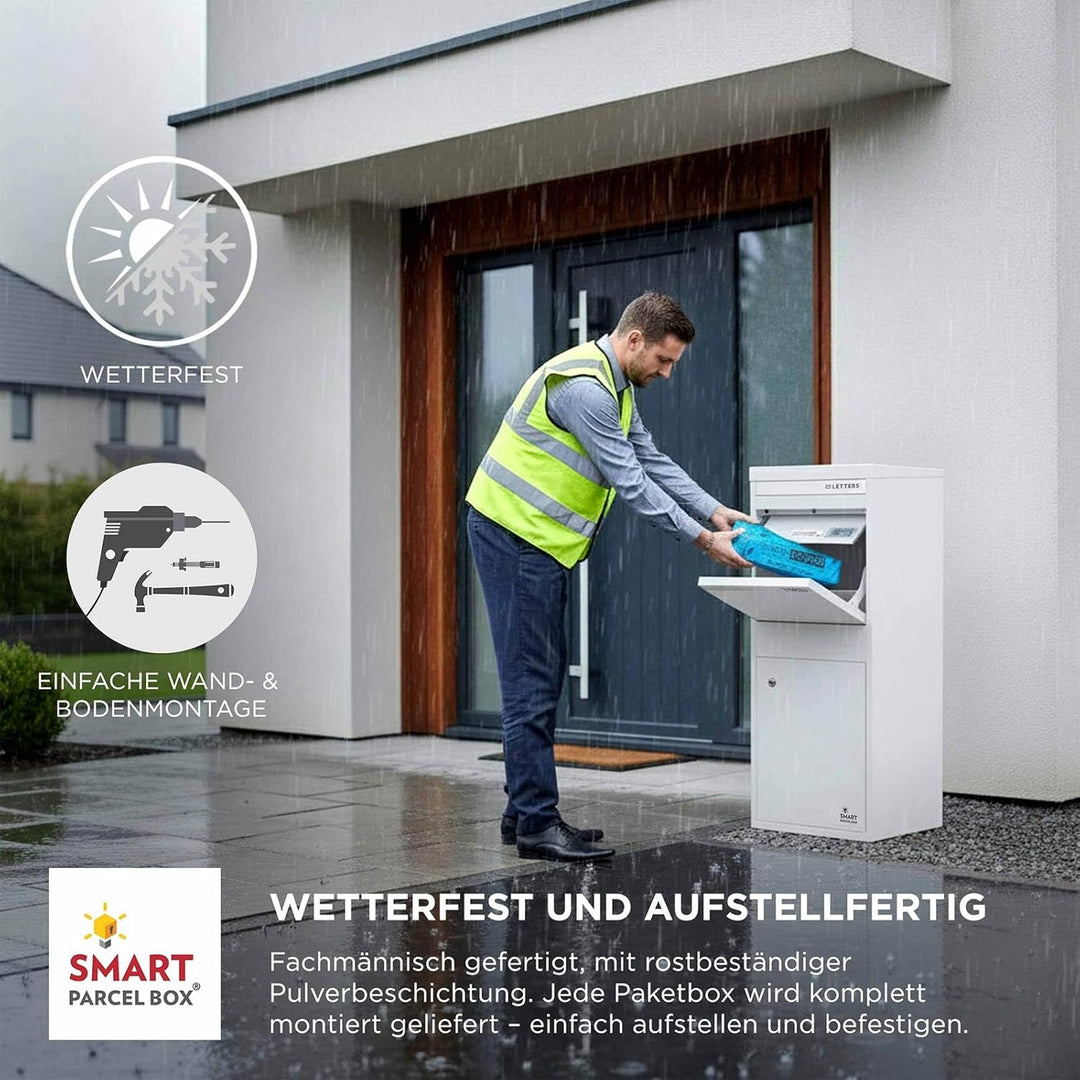 Smart Parcel Box Paketbox L - Briefkasten mit Paketfach wetterfest, weiss | Paketbriefkasten, Paketb