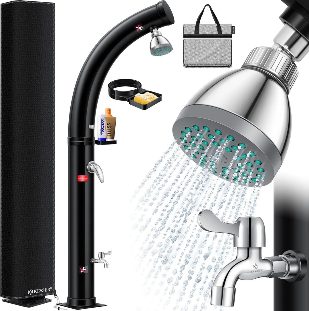 KESSER® Solar Gartendusche Solardusche Bogen Inkl. Schutzhaube warmes Wasser | 20 Liter | max. 60°C