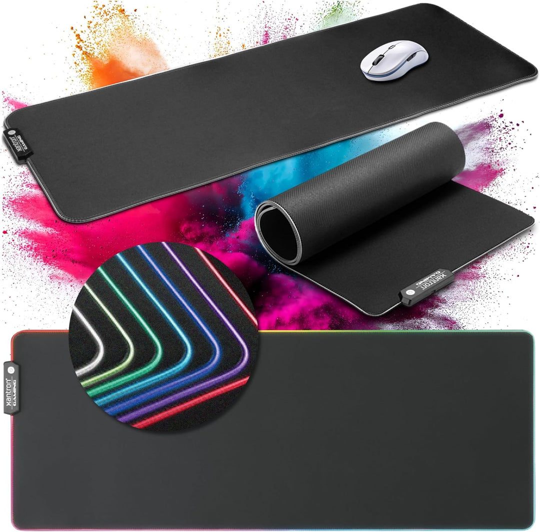 Xantron® Grosses Gaming Mauspad RGB 800x300 XXL mit perfektem Glide [rutschfest, Wasserabweisend] Mo
