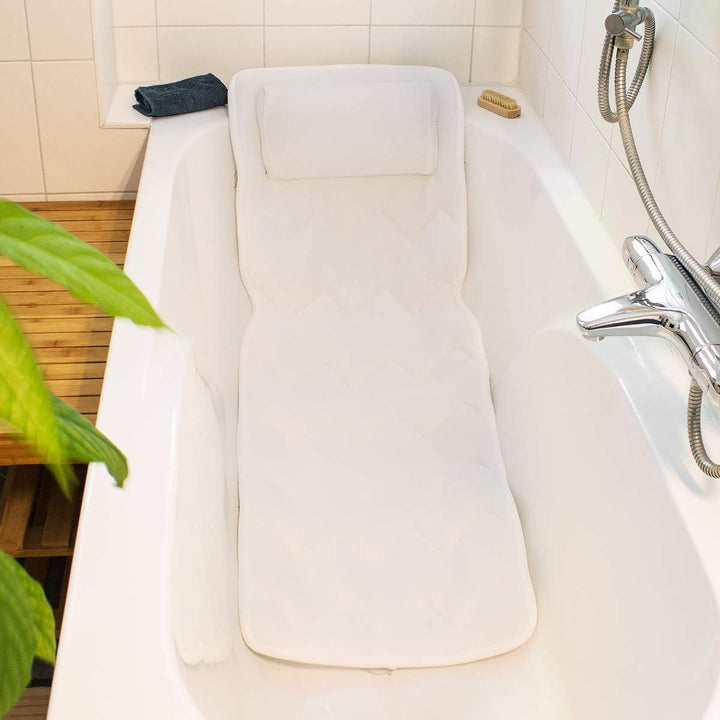 Navaris Badewannenmatte Ganzkörper mit Kissen - 125x42cm Matratze für Badewanne Badewannenkissen Bad