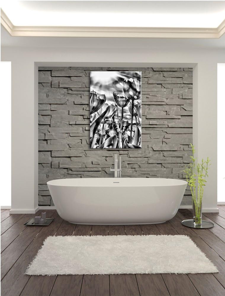 Pixxprint Blumenwiese / 100x70cm Leinwandbild bespannt auf Holzrahmen/Wandbild Kunstdruck Dekoration