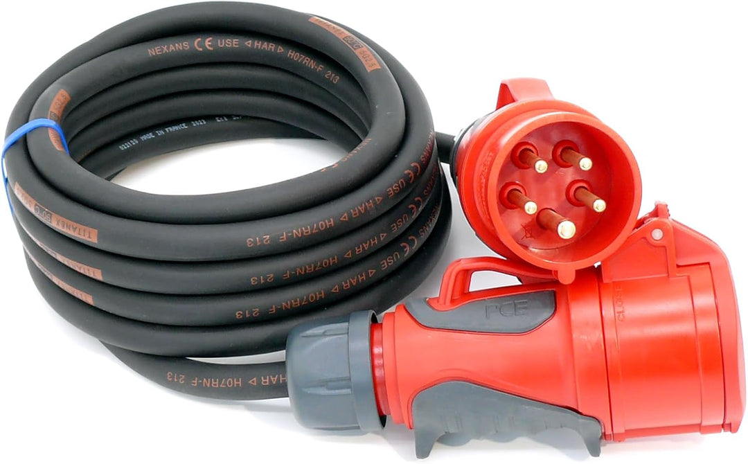 CEE Starkstromkabel (1,5m-50m) 16A Verlängerungskabel Titanex H07RN-F 5x1,5mm² mit PCE Grip Stecker
